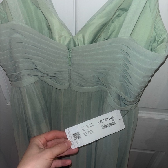 Azazie Sage Green Maxi Dress with Slit - Picture 5 of 6